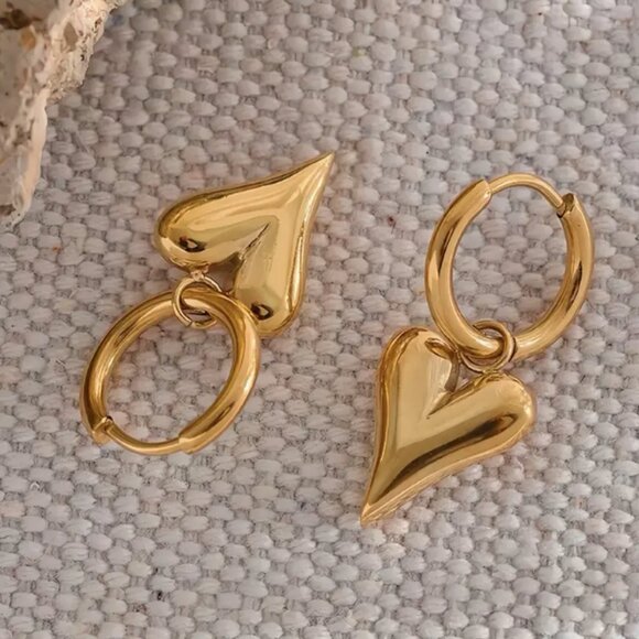 🍏50% OFF/3+...Heart and Hoops Dangle Earrings - Picture 4 of 11